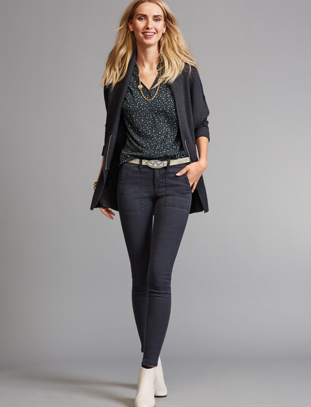 CABI The Quest Skinny Utility Pants Gray 6